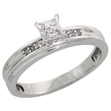 Sterling Silver Diamond Engagement Ring 0.06 cttw Brilliant Cut, 1/8in. 3.5mm wide