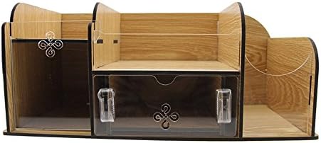 DIY Elegant Acrylic and Wood with drawer organizer for makeups (Brown) Color