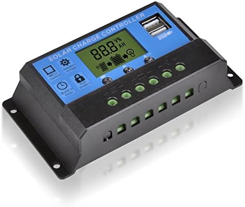 Momopie 10A 12V/24V Solar Controller LCD 120W/240W PWM Solar Panel Regulator Charge Controller Dual 5V 2A USB Port For Iphone Ipad