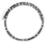 Hematite  Sterling Silver Beaded Memory Wire Choker Necklace Claspless, Easy On  Off