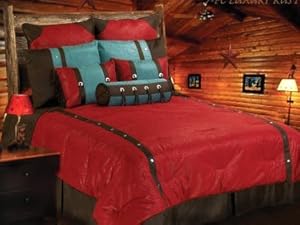 Cheyenne Red Western Comforter Set-super Queen