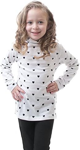 Emma's Mode Kids' Stretch Heart Patterned White Winter Turtleneck SG-002KTT-04-5