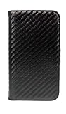 XXL Angebot Avanto Carbon Fiber Lederetui Wallet Tasche für Apple iPhone 4 / 4S – 8GB & 16GB & 32GB & 64GB – Flipstyle – schwarz