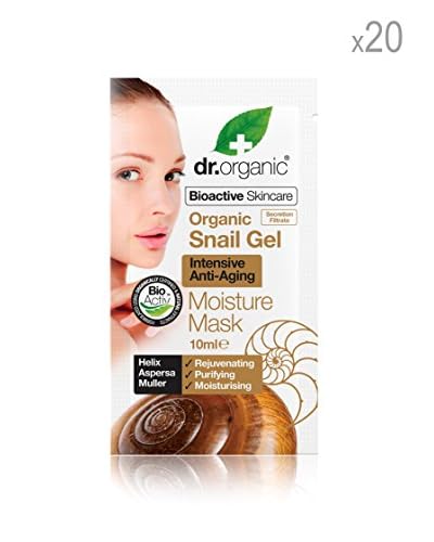 Dr Organic Pack 20 Pezzi Maschera Idratante Viso alla Bava di Lumaca 10 ml cad.
