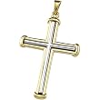 14K Two-Tone Gold Cross Pendant - 34.75x25.00mm