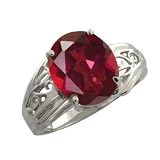4.15 Ct Oval Ruby Red Mystic Quartz Argentium Silver Ring
