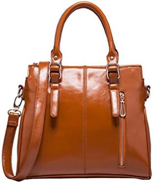 Fisca Women's Fashion Retro Patent Leather Shoulder-Handle Bag Brown