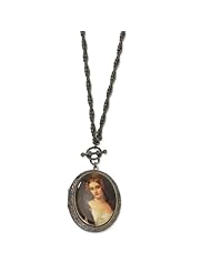 Black-plated Woman Decal Locket 30" Necklace