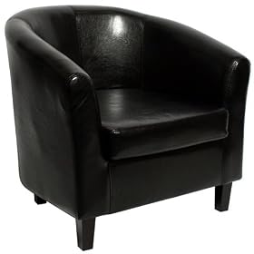Black Faux Leather Tub Chair