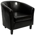 Black Faux Leather Tub Chair