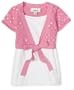 Amy Byer Girls 2-6x Splash Of Sequence Vibrant Color Little Sweater With Knit Tee,Azalea,4