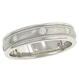 Satin/Milgrain and Polished Diamond Gypsy Band .20cttw