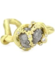 Vibes "Edgy" 18 Karat Gold and Large Raw Diamond Ring, Size 4.5