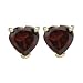 14K Yellow Gold 7 x 7 MM Heart Shaped Dark Red Garnet Earring Studs