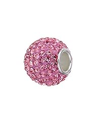 Zable (tm) Sterling Silver Light Rose Crystals Pandora Compatible Bead / Charm