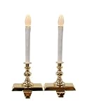 2-Piece Lighted Brass Stocking Holder Set With Candle Lamps #H89106