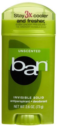 Ban Invisible Solid Deodorant-Unscented-2.6 oz (Quantity of 6)