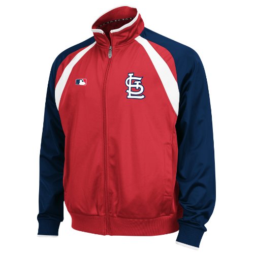 MLB Men's St.Louis Cardinals Thermabase Long Sleeve Full Zip Fleece Track Jacket, Pro Scarlet/Pro Navy/Pro White, Large