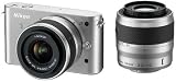 Nikon 1 J1 Systemkamera (10 Megapixel, 7,5 cm (3 Zoll) Display) silber inkl. 1 NIKKOR VR 10-30 mm und VR 30-110 mm Objektive