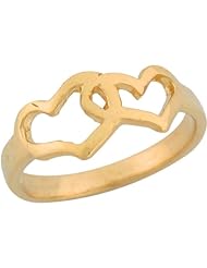 14k Yellow Gold Dainty Double Floating Hearts Baby Ring