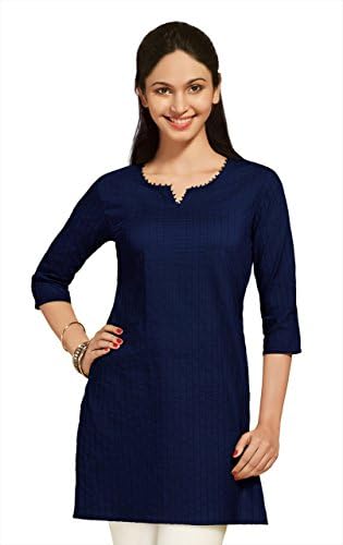 Indian Clothing Women's Pintuck Plain Kurta Tunic; Sm; Royal Blue