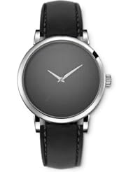 SPRAWL Aanalog Fashion Series Silver Ladies Watches of Genuine Black Leather Strap,Unique Wrist Watch for Women Girls Designed with Texture of a gray fabric