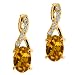 1.07 Ct Oval Orange Tourmaline and Diamond Yellow Gold Plated Silver Earrings