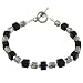 Handmade Black Agate Cube & Antiqued Silver Beaded Bracelet
