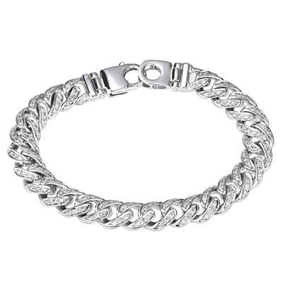 2 3/4 Cttw Mens Diamond Cuban Link Bracelet 14k White Gold 8 1/2″