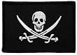 Jolly Roger Calico Jack Rackham Flag Embroidered Patch Black White Pirate Skull Swords Iron-On Emblem
