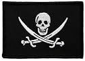 Jolly Roger Calico Jack Rackham Flag Embroidered Patch Pirate Skull Swords Iron-On Emblem