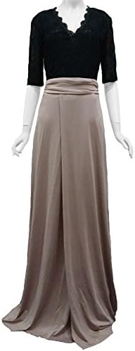 Abody® Sexy Women Maxi Dress Deep V Neck Lace Top Side Slit Half Sleeve Evening Party Prom Gown