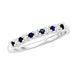 10K White Gold 0.13 ct. Diamond with Alternating 1/5 ct. Sapphire Anniversary Ring