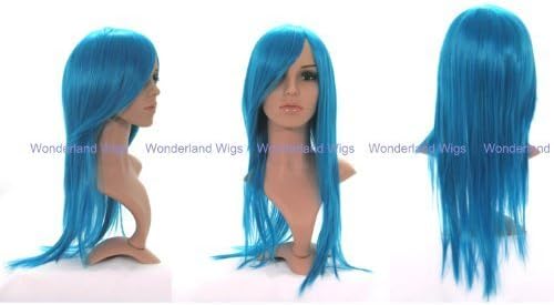 Long Bright Blue Turquoise Coloured Wig - Layered Straight Blue Wig Cosplay