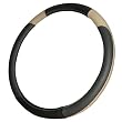 Type S SW13096-6 Black and Tan Real Leather Steering Wheel Cover