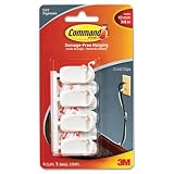Cord Clip w/Adhesive, White, 4/Pack