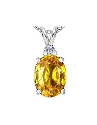 Original Star K (tm) Large 14x10mm Oval Simulated Citrine Pendant in 925 Sterling Silver