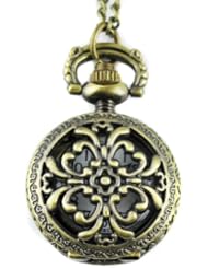 Youyoupifa Bronze Alloys Carve Flower Patterns Quartz Pocket Watch(Unisex)