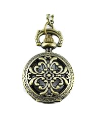 Youyoupifa Wholesale 5pcs/lot Bronze Alloys Carve Flower Patterns Quartz Pocket Watch(Unisex)