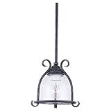 Sea Gull Lighting 6145-07 Manor House One-Light Mini Pendant, Weathered Iron Finish with Clear Seeded Glass