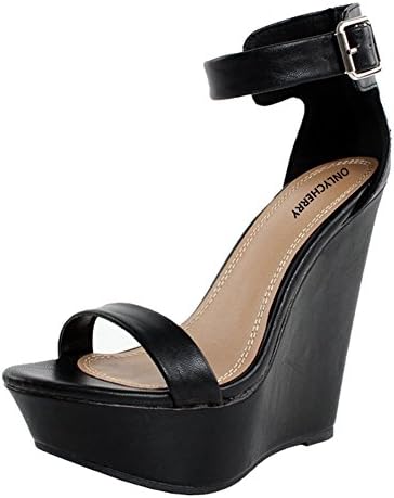 Onlycherry Womens Synthetic Abuffer 14CM high-heel Sandals, Black-synthetic, 8 B(M) US