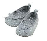 （ワボーズ） Waboats 赤ちゃん ファーストシューズ 可愛い 蝶結び ドット ベビー シューズ 柔らかい靴底　上履き　子供 靴　子供用歩行靴　出産お祝い グレー 13