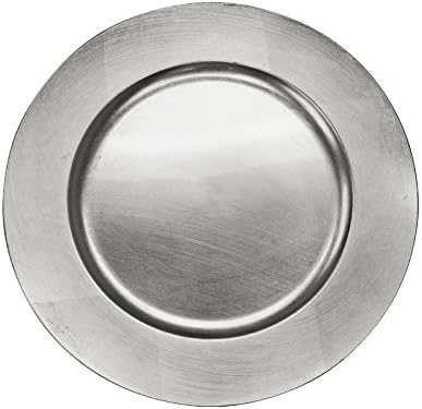 [12pk] Classic Tabletop Chargers Plates, 13"x13" with Metallic Shine Finish, Silver