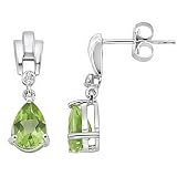 10k White Gold 1 5 8 Carat Peridot and Diamond Earrings