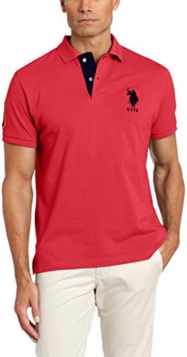 U.S. Polo Assn. Men's Solid Polo with Contrast Striped Underside Of Collar