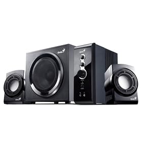 Click here to buy Genius SW-V2.1 1250 2.1 Channel speaker system with total output power 36 watts RMS by Genius.