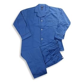 John Ashford - Mens Long Sleeve Broadcloth Pajamas, Blue, Black