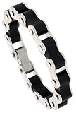 Thick 8 Surgical Steel & Rubber Bicycle Chain Bracelet 1/2 (13 mm) wide.
