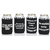 Funny Beer Quote Cozy Set #1 ~ Housewarming Gifts for Guys, Camping Gear, Bar Accessories ~ Premium Neoprene Can Coolers with 4 Hilarious Sayings (4 Pack)