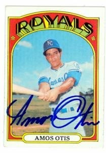 Amos Otis Autographed/Hand Signed baseball card (Kansas City Royals) 1972 Topps #10